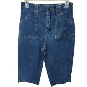 Lee Denim Capri Pants High Rise Pockets Elastic‎ Waist Size 6P